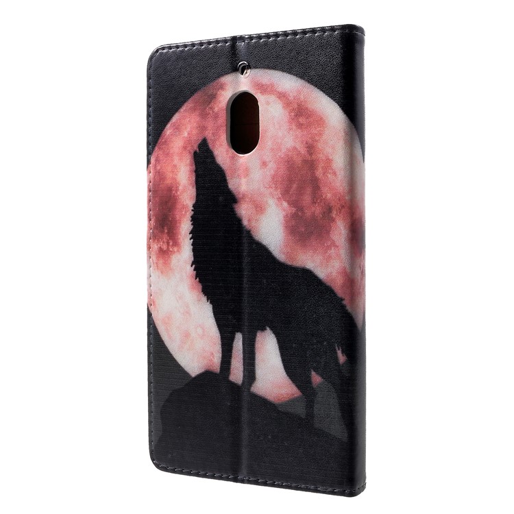 Pattern Printing PU Leather Magnetic Wallet Mobile Shell for Nokia 2.1 - Wolf Howling at the Moon-2