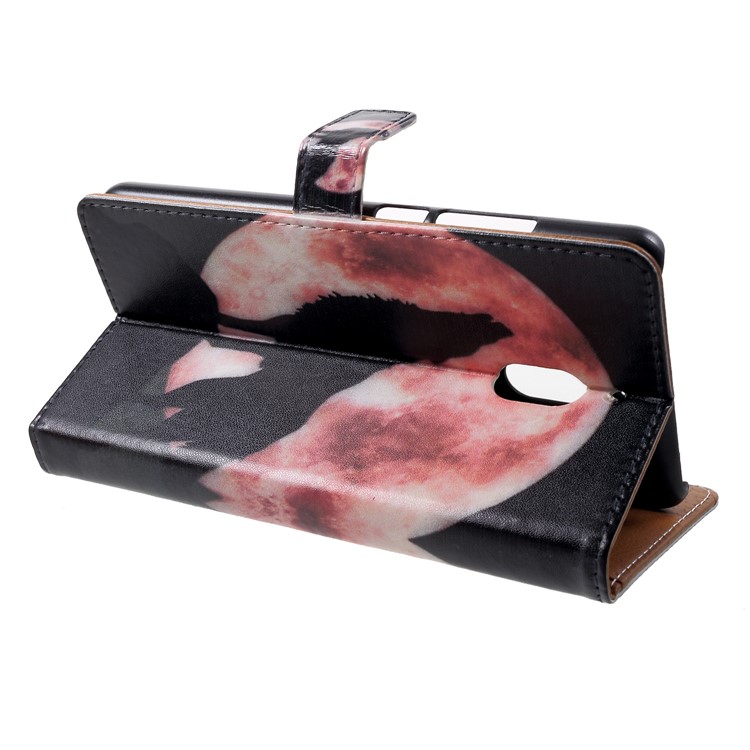 Pattern Printing PU Leather Magnetic Wallet Mobile Shell for Nokia 2.1 - Wolf Howling at the Moon-4
