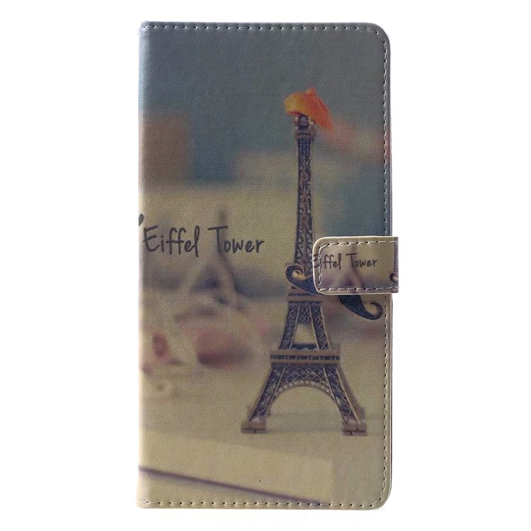 Pattern Printing Wallet Leather Case Cover for Nokia 2.1 - Eiffel Tower and Mustache-1