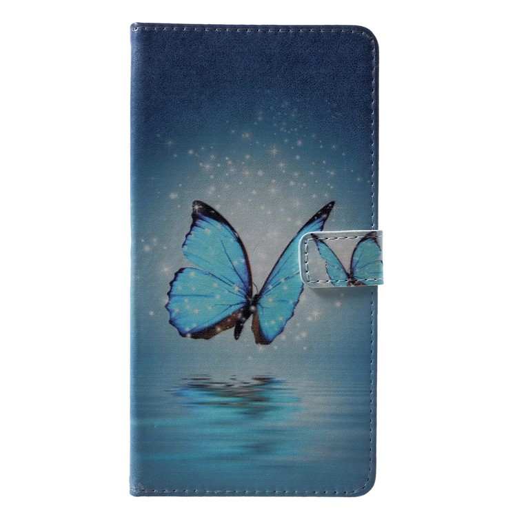 Pattern Printing Wallet Leather Cover Shell for Nokia 2.1 - Blue Butterfly-1