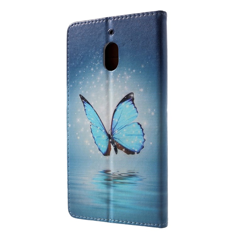 Pattern Printing Wallet Leather Cover Shell for Nokia 2.1 - Blue Butterfly-2