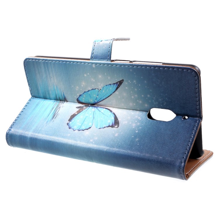 Pattern Printing Wallet Leather Cover Shell for Nokia 2.1 - Blue Butterfly-4