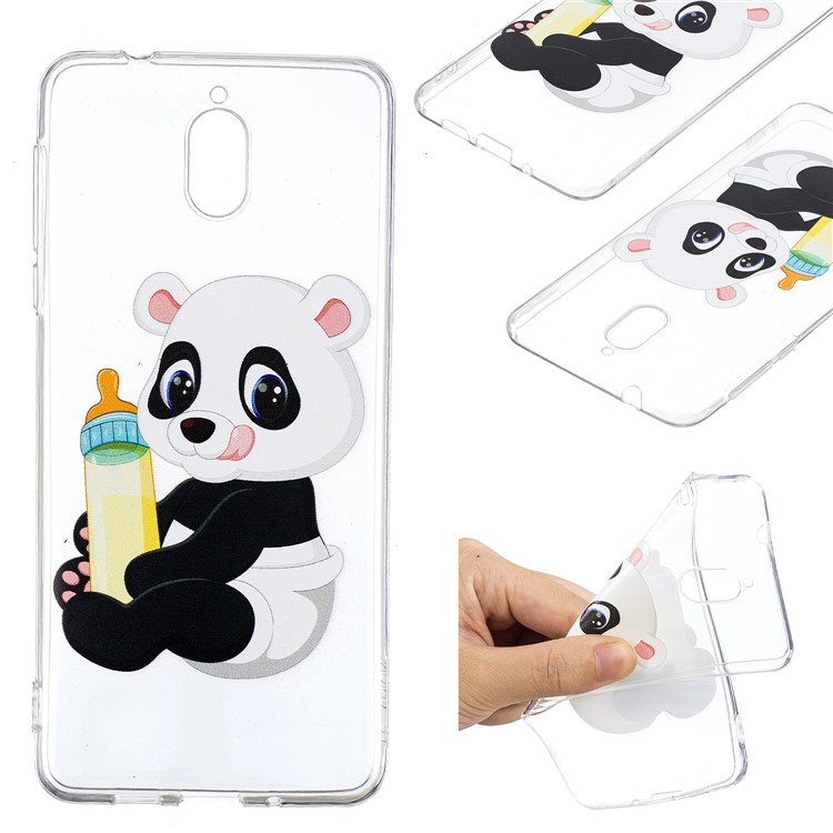 Pattern Printing Soft TPU Casing for Nokia 3.1 - Panda Baby-1