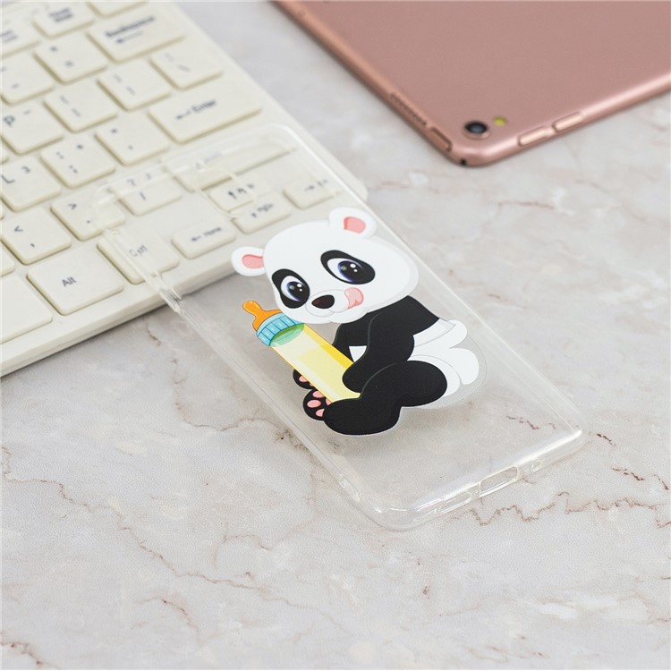 Pattern Printing Soft TPU Casing for Nokia 3.1 - Panda Baby-6