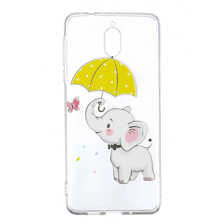 Pattern Printing Soft TPU Cell Phone Shell for Nokia 3.1 - Little Elephant with Umbrella-2