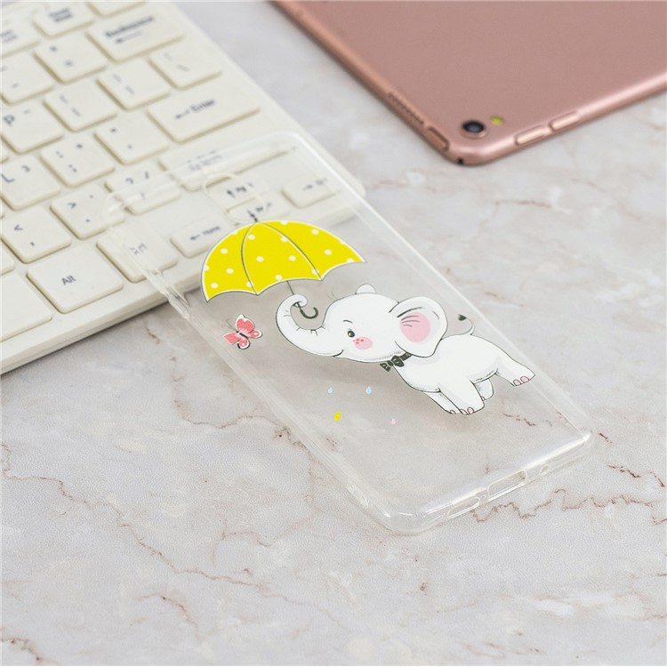 Pattern Printing Soft TPU Cell Phone Shell for Nokia 3.1 - Little Elephant with Umbrella-6
