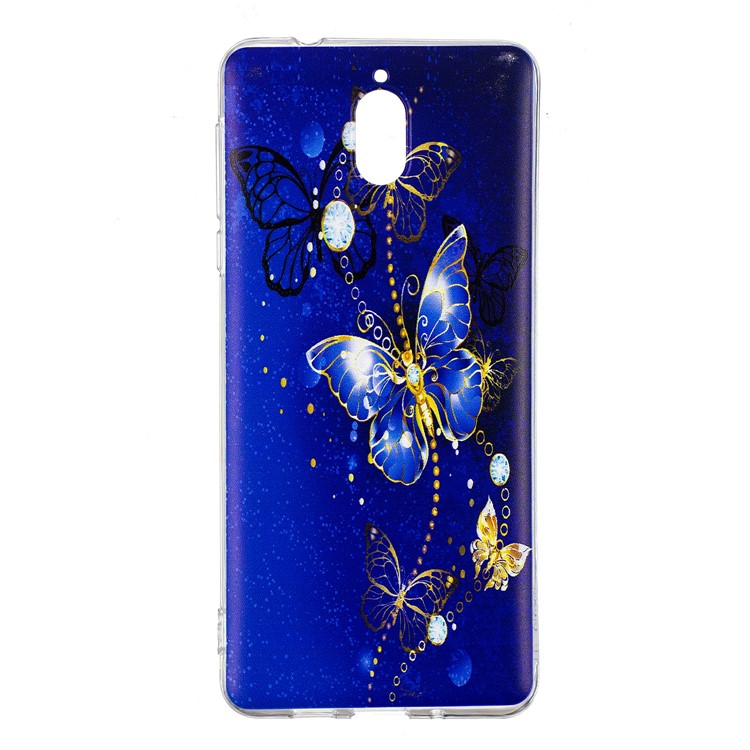 Pattern Printing Soft TPU Mobile Phone Cover for Nokia 3.1 - Blue Butterflies-2