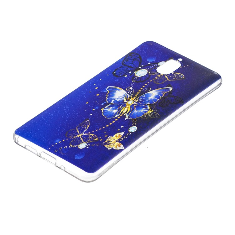 Pattern Printing Soft TPU Mobile Phone Cover for Nokia 3.1 - Blue Butterflies-3