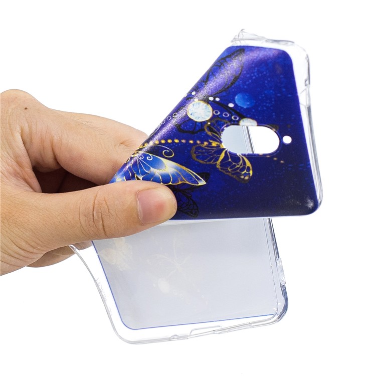 Pattern Printing Soft TPU Mobile Phone Cover for Nokia 3.1 - Blue Butterflies-5