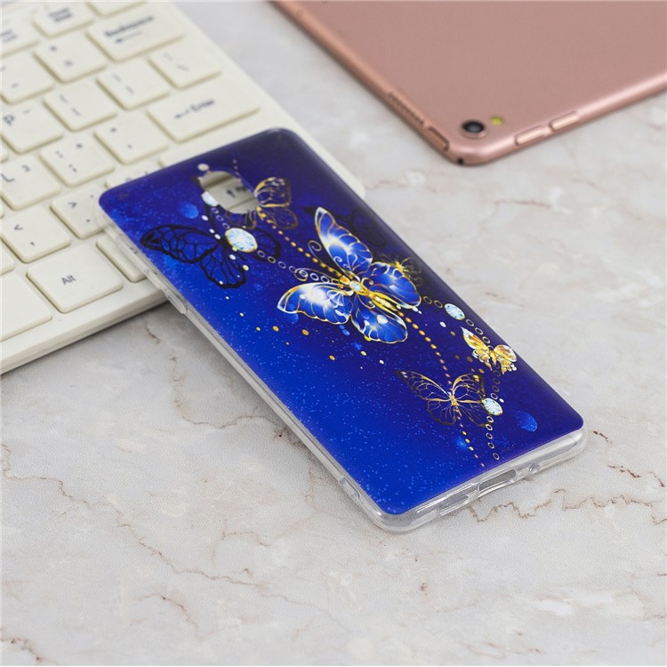 Pattern Printing Soft TPU Mobile Phone Cover for Nokia 3.1 - Blue Butterflies-6