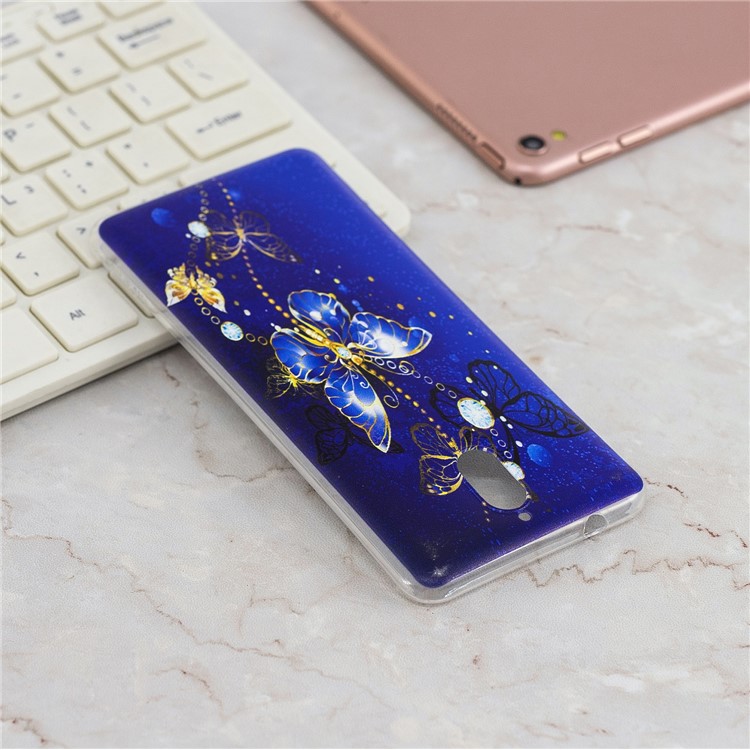Pattern Printing Soft TPU Mobile Phone Cover for Nokia 3.1 - Blue Butterflies-7