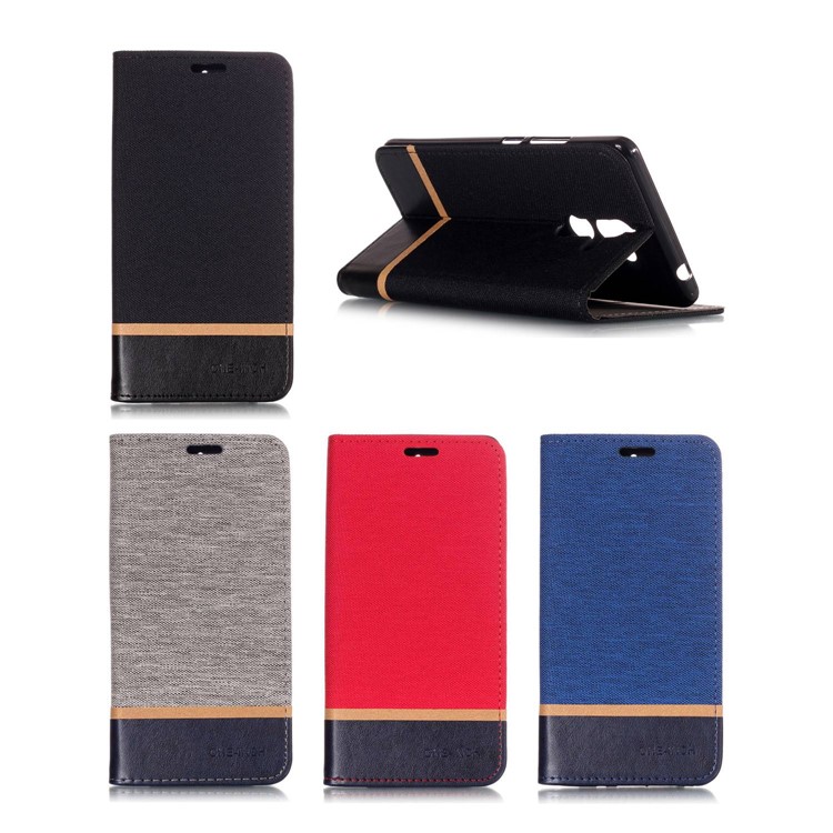 For Nokia 7 plus Cloth Texture Splicing PU Leather Phone Case with Card Holder - Black-8