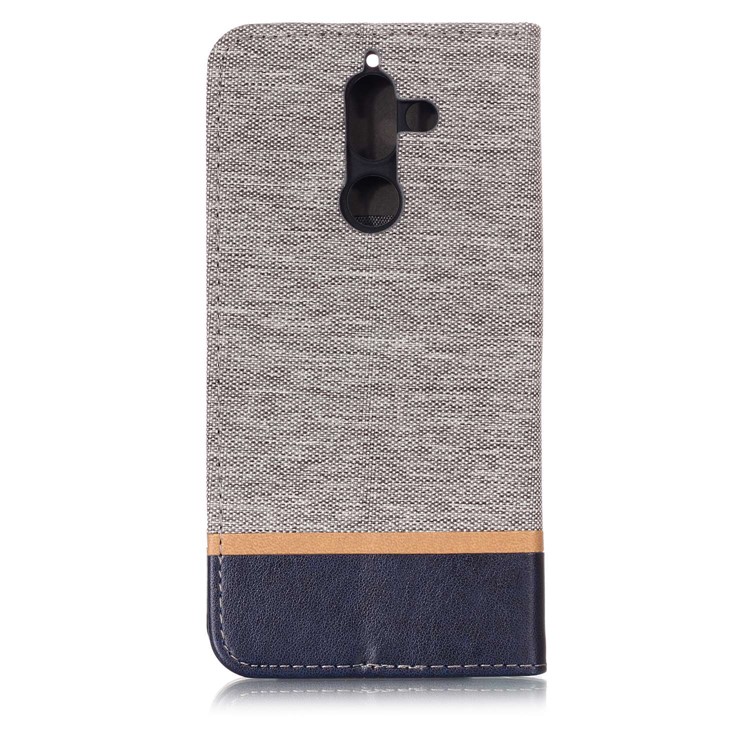 For Nokia 7 plus Cloth Texture Splicing PU Leather Cover Case with Card Holder - Grey-2