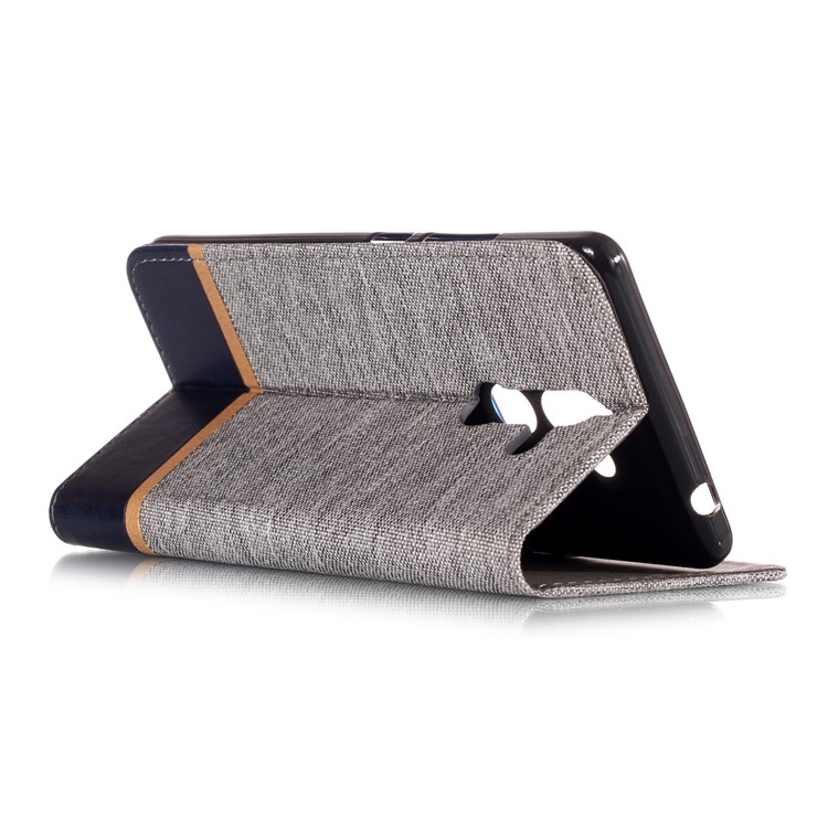 For Nokia 7 plus Cloth Texture Splicing PU Leather Cover Case with Card Holder - Grey-3