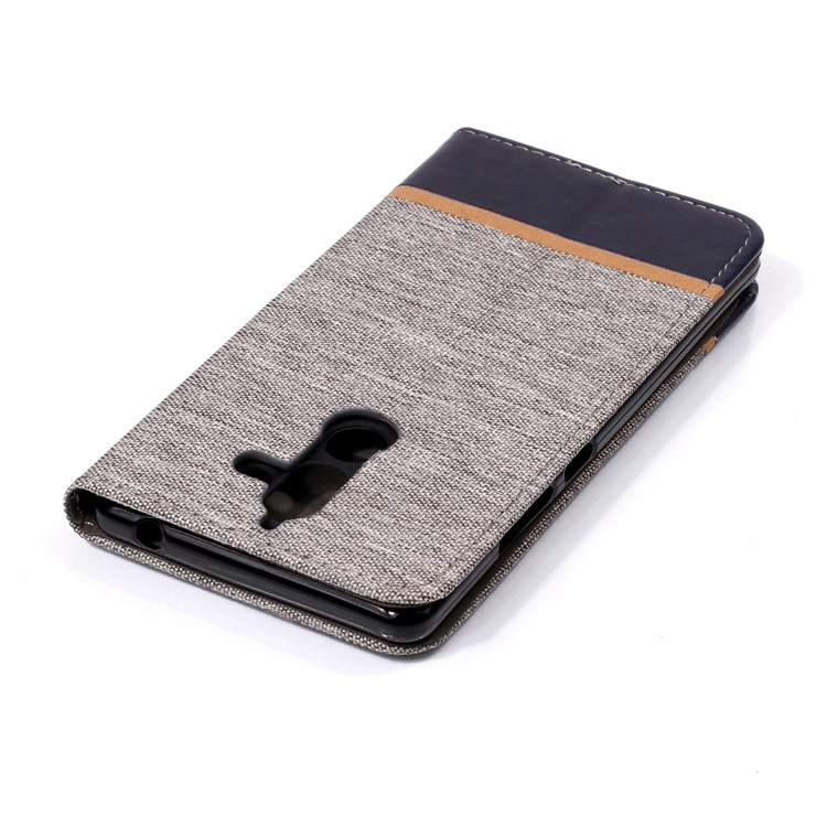 For Nokia 7 plus Cloth Texture Splicing PU Leather Cover Case with Card Holder - Grey-5