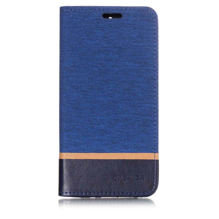 For Nokia 7 plus Cloth Texture Splicing PU Leather Protective Shell with Card Holder - Blue-1