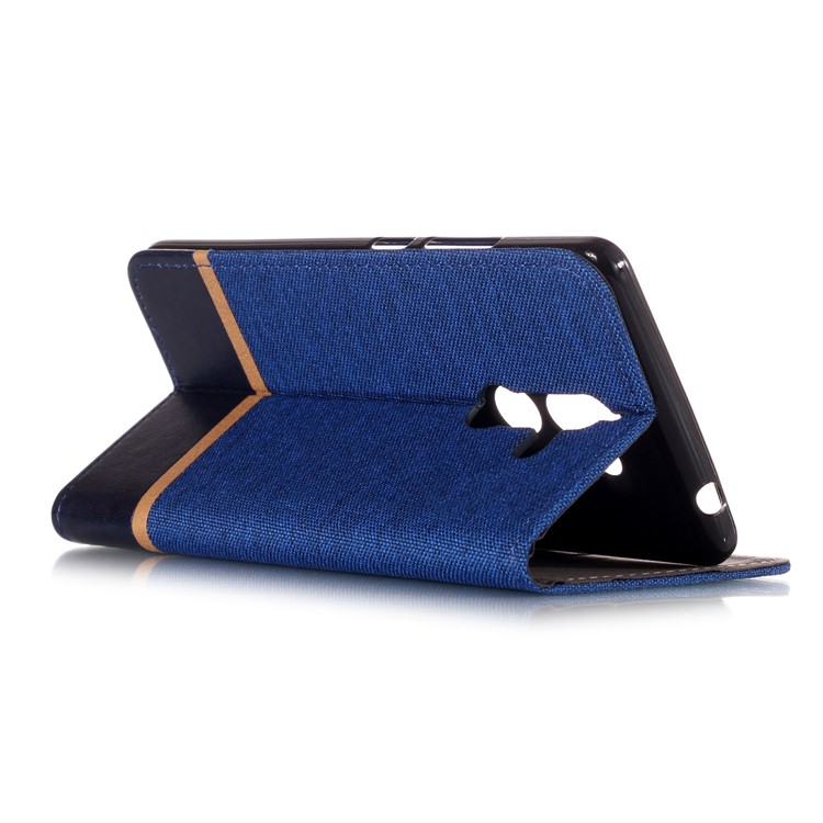 For Nokia 7 plus Cloth Texture Splicing PU Leather Protective Shell with Card Holder - Blue-3