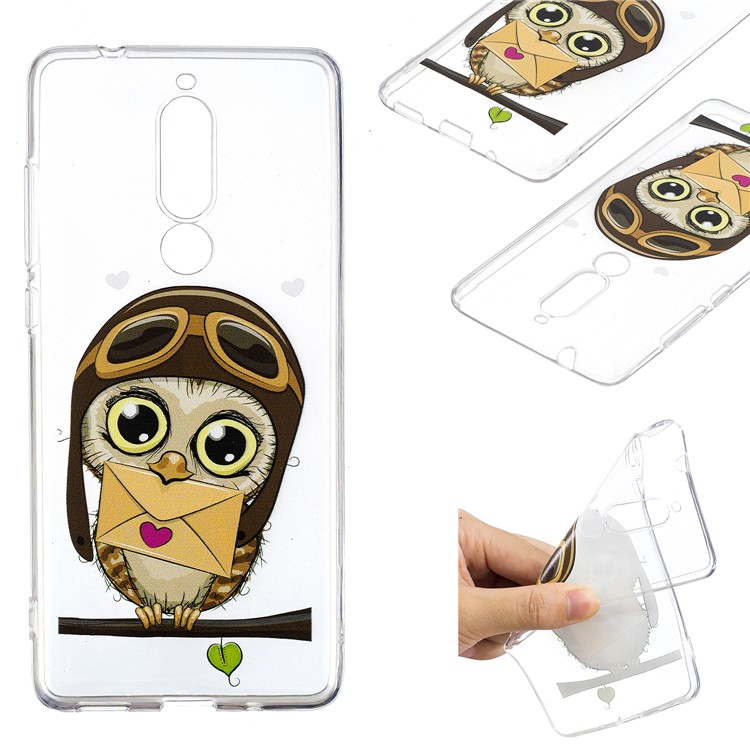 Pattern Printing TPU Case for Nokia 5.1 - Owl Pattern-1