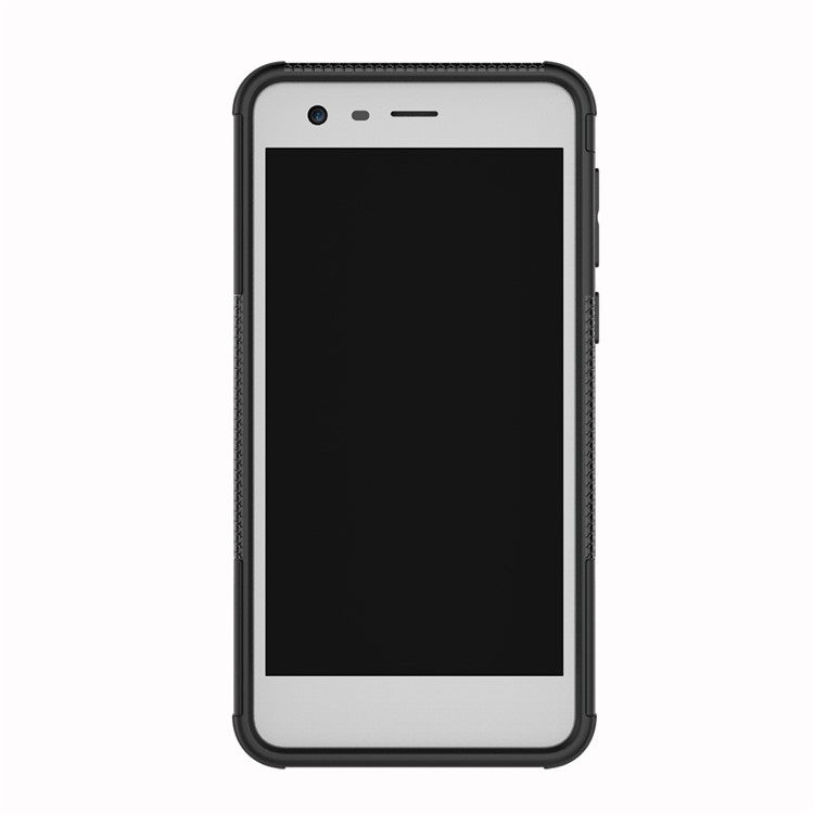 Anti-slip PC + TPU Hybrid Case with Kickstand for Nokia 2 - Black-3