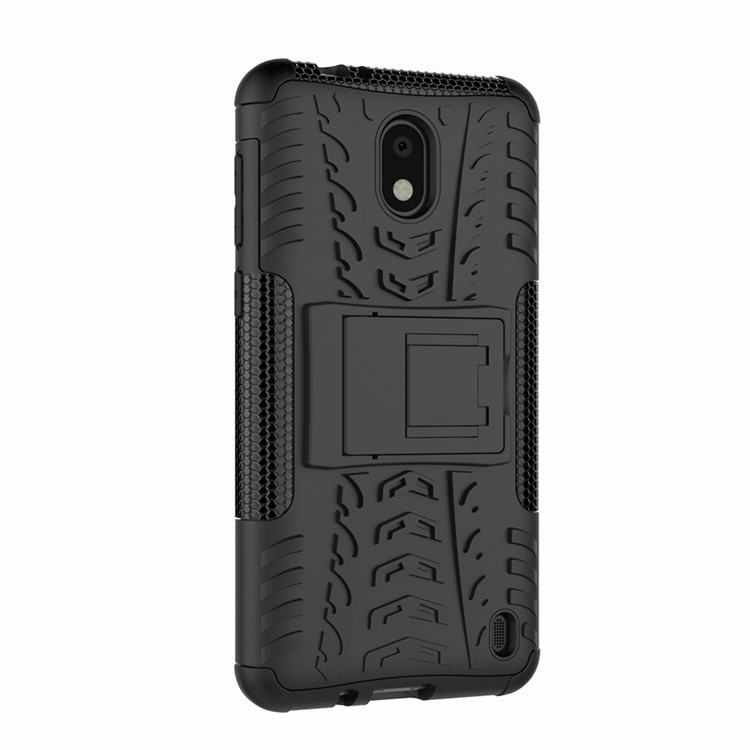 Anti-slip PC + TPU Hybrid Case with Kickstand for Nokia 2 - Black-4