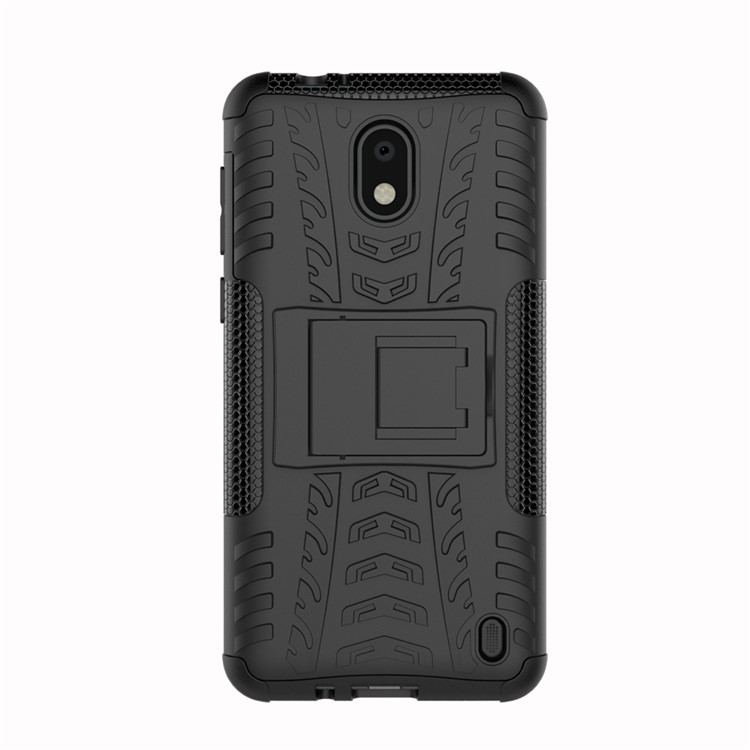 Anti-slip PC + TPU Hybrid Case with Kickstand for Nokia 2 - Black-6