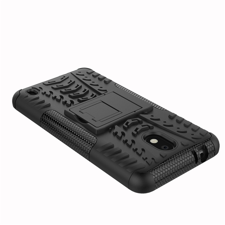 Anti-slip PC + TPU Hybrid Case with Kickstand for Nokia 2 - Black-7