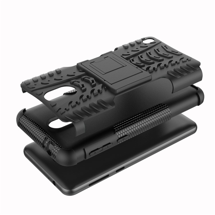 Anti-slip PC + TPU Hybrid Case with Kickstand for Nokia 2 - Black-8