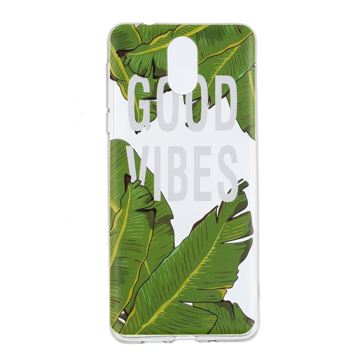 Pattern Printing TPU Cover Case for Nokia 3.1 - Green Leaves-1