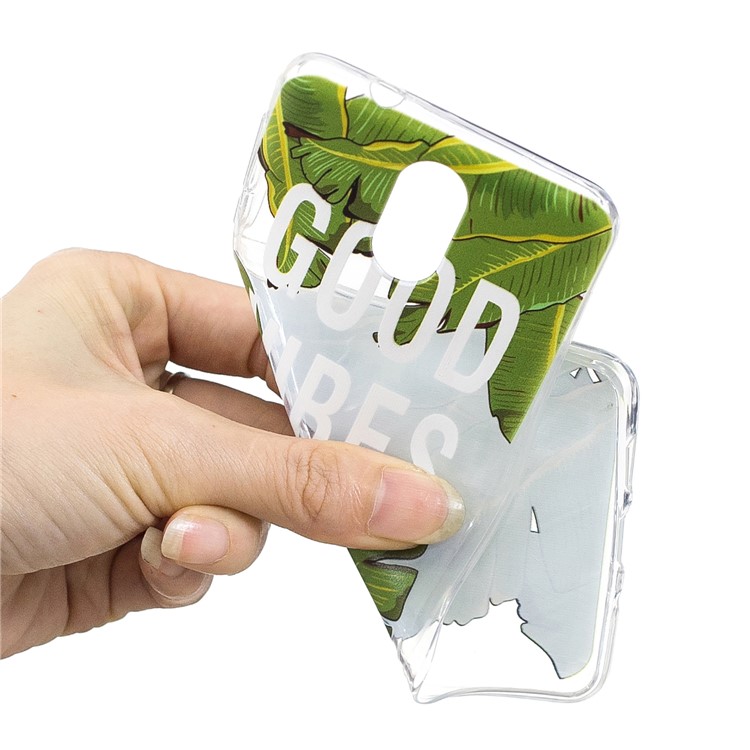 Pattern Printing TPU Cover Case for Nokia 3.1 - Green Leaves-4