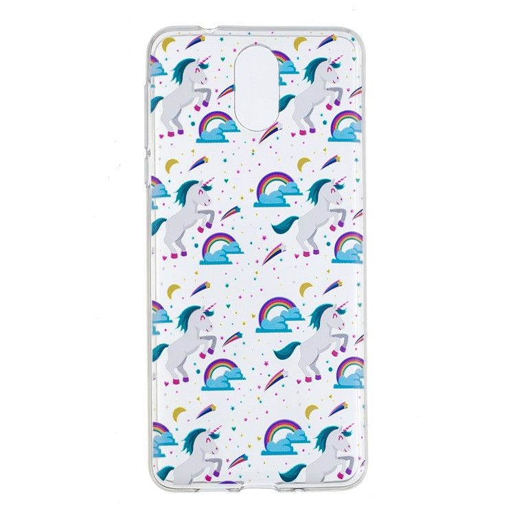 Pattern Printing TPU Flexible Case for Nokia 3.1 - Unicorns and Rainbows-1