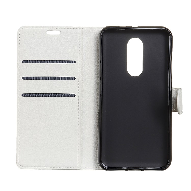 Litchi Texture Wallet Stand PU Leather Protective Phone Cover for Nokia 7.1 - White-4
