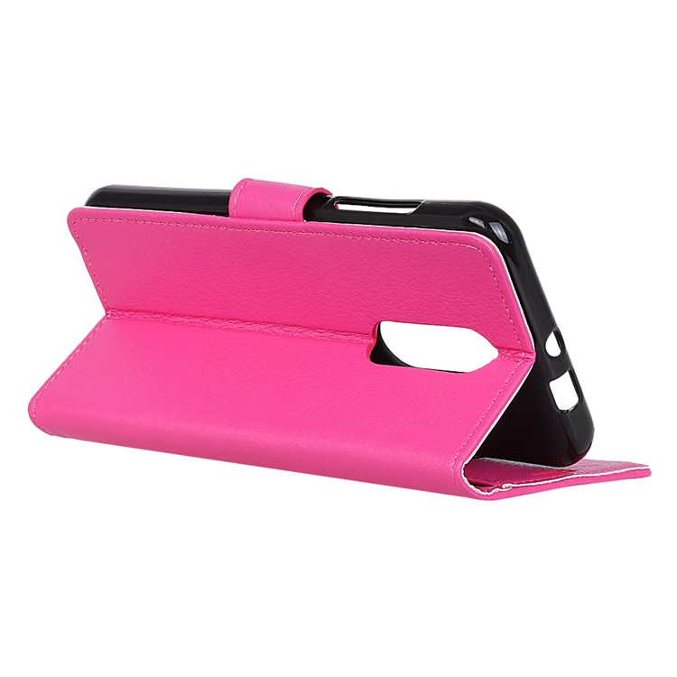 Litchi Texture Wallet Stand PU Leather Mobile Phone Shell for Nokia 7.1 - Rose-5