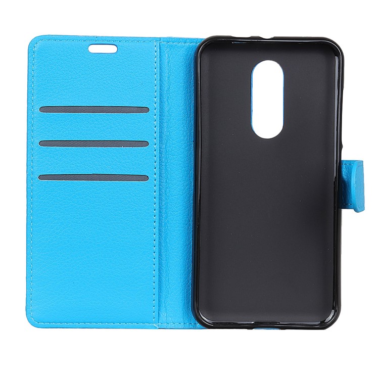 Litchi Texture Wallet PU Leather Magnetic Case with Stand for Nokia 7.1 - Blue-5