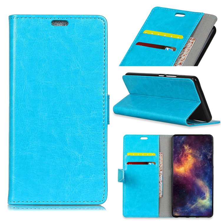 Crazy Horse Texture Wallet Stand Leather Mobile Phone Case for Nokia 7.1 - Blue-1