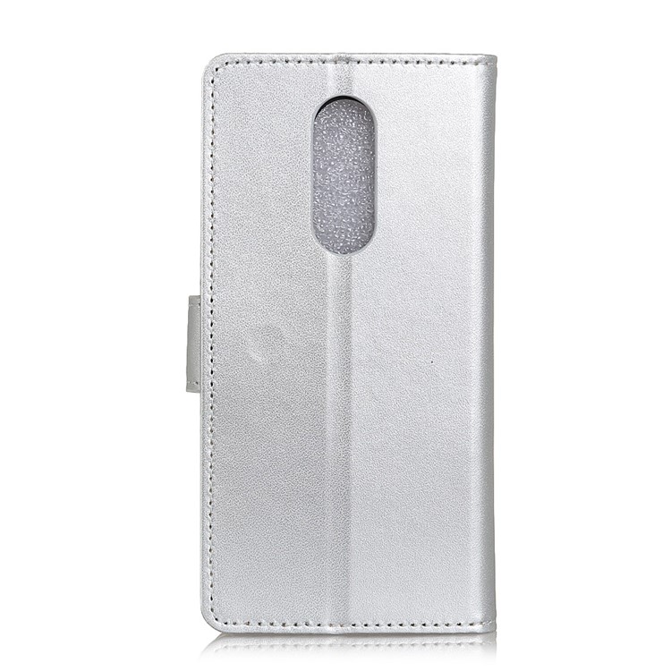 Stand Wallet Leather Cell Phone Case for Nokia 7.1 - Silver-3