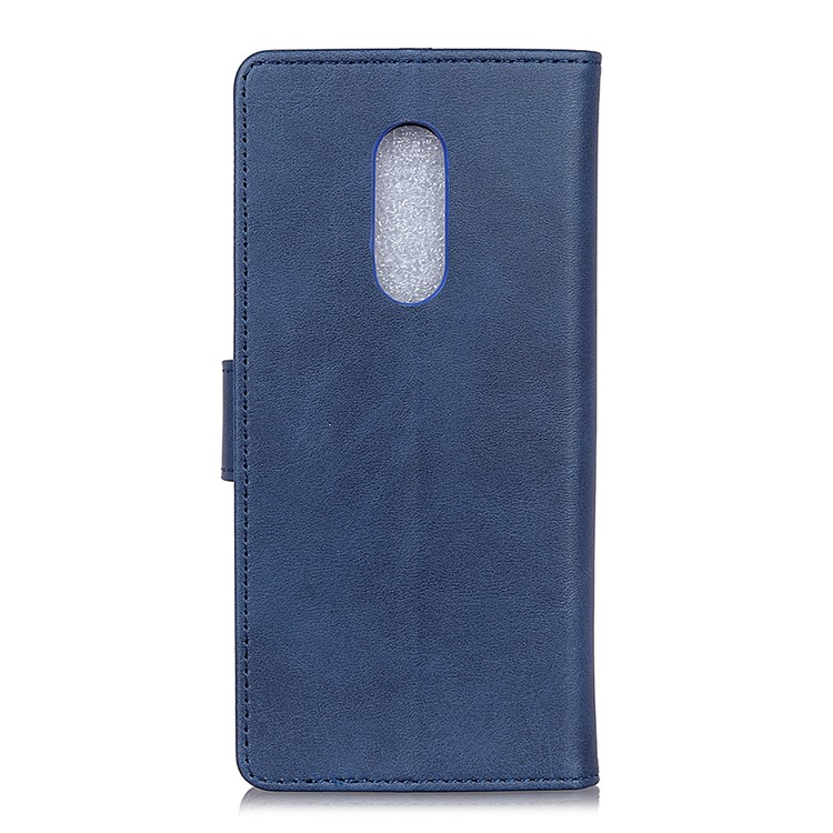 For Nokia 7.1 Matte PU Leather Wallet Magnetic Protective Cover Case - Blue-6