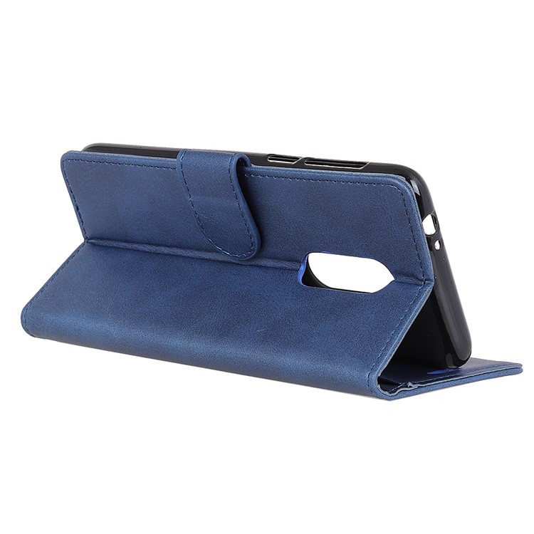 For Nokia 7.1 Matte PU Leather Wallet Magnetic Protective Cover Case - Blue-8