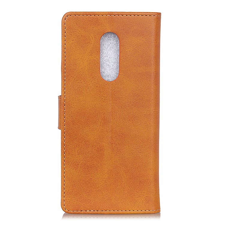 For Nokia 7.1 Matte PU Leather Wallet Magnetic Protective Shell Case - Brown-6