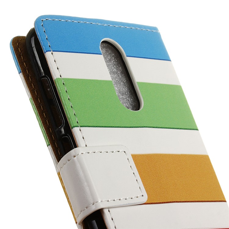 Pattern Printing Wallet Stand Leather Case Accessory for Nokia 7.1 - Colorized Stripes-4