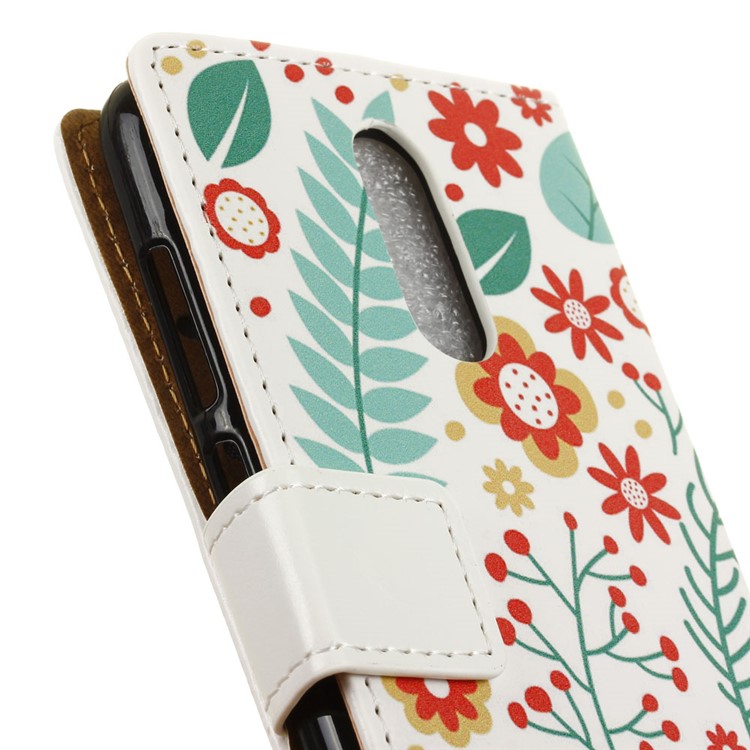 Pattern Printing Wallet Stand Leather Protective Case Cover for Nokia 7.1 - Flowers and Leaves-3