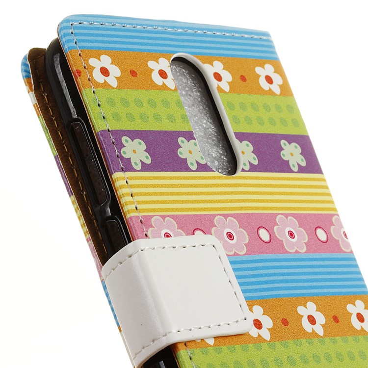 Pattern Printing Wallet Stand Leather Cover Accessory for Nokia 7.1 - Colorful Stripes Flowers-3