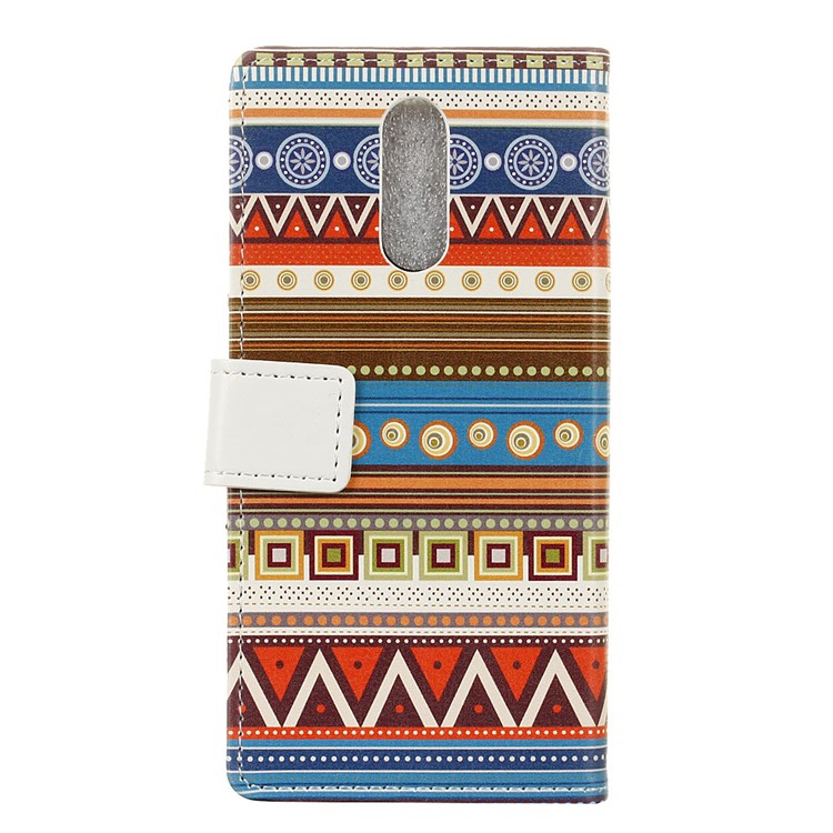 Pattern Printing Wallet Stand Leather Protector Shell Case for Nokia 7.1 - Tribal Geometric Figure-2