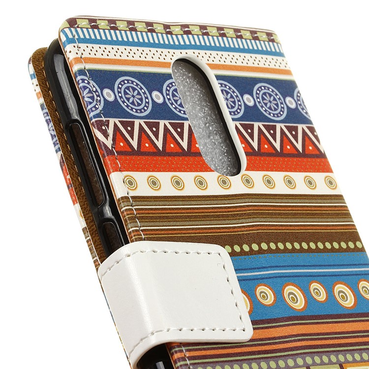 Pattern Printing Wallet Stand Leather Protector Shell Case for Nokia 7.1 - Tribal Geometric Figure-3