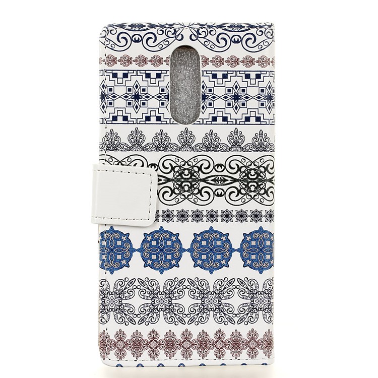 Patterned Wallet Stand Magnetic Leather Protector Cover for Nokia 7.1 - Tribal Flowers-2