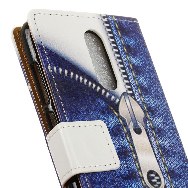 Pattern Printing Wallet Stand Leather Magnetic Cover Case for Nokia 7.1 - Jeans Metal Zipper-3