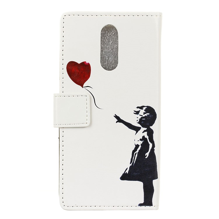 Pattern Printing Wallet Stand Leather Mobile Cover for Nokia 7.1 - Girl Releasing Balloon-2