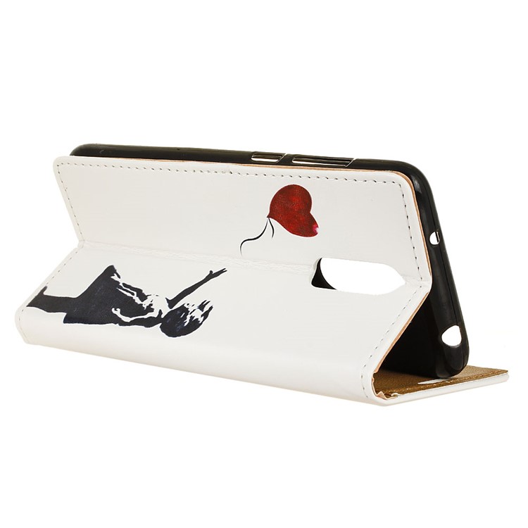 Pattern Printing Wallet Stand Leather Mobile Cover for Nokia 7.1 - Girl Releasing Balloon-4