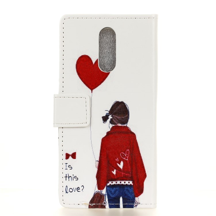Pattern Printing Wallet Stand Leather Phone Shell for Nokia 7.1 - Girl & Heart Shaped Balloon-2