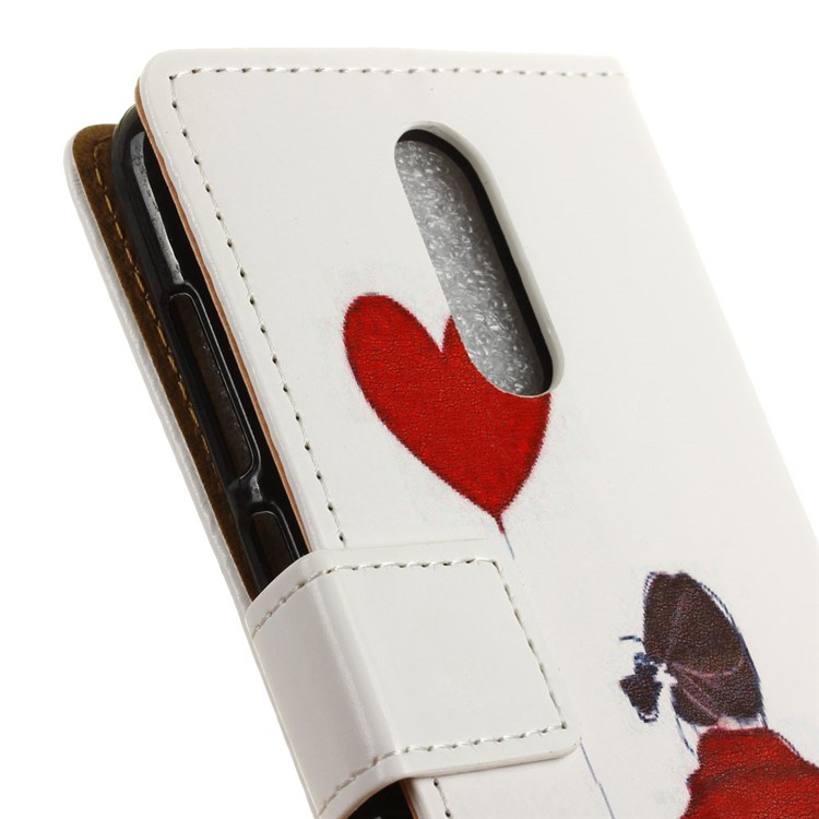 Pattern Printing Wallet Stand Leather Phone Shell for Nokia 7.1 - Girl & Heart Shaped Balloon-3