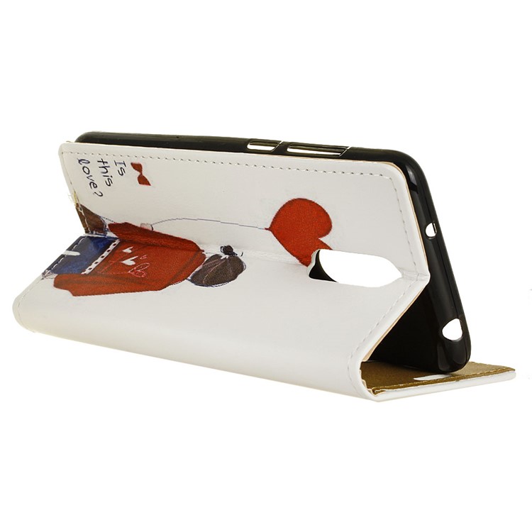 Pattern Printing Wallet Stand Leather Phone Shell for Nokia 7.1 - Girl & Heart Shaped Balloon-4